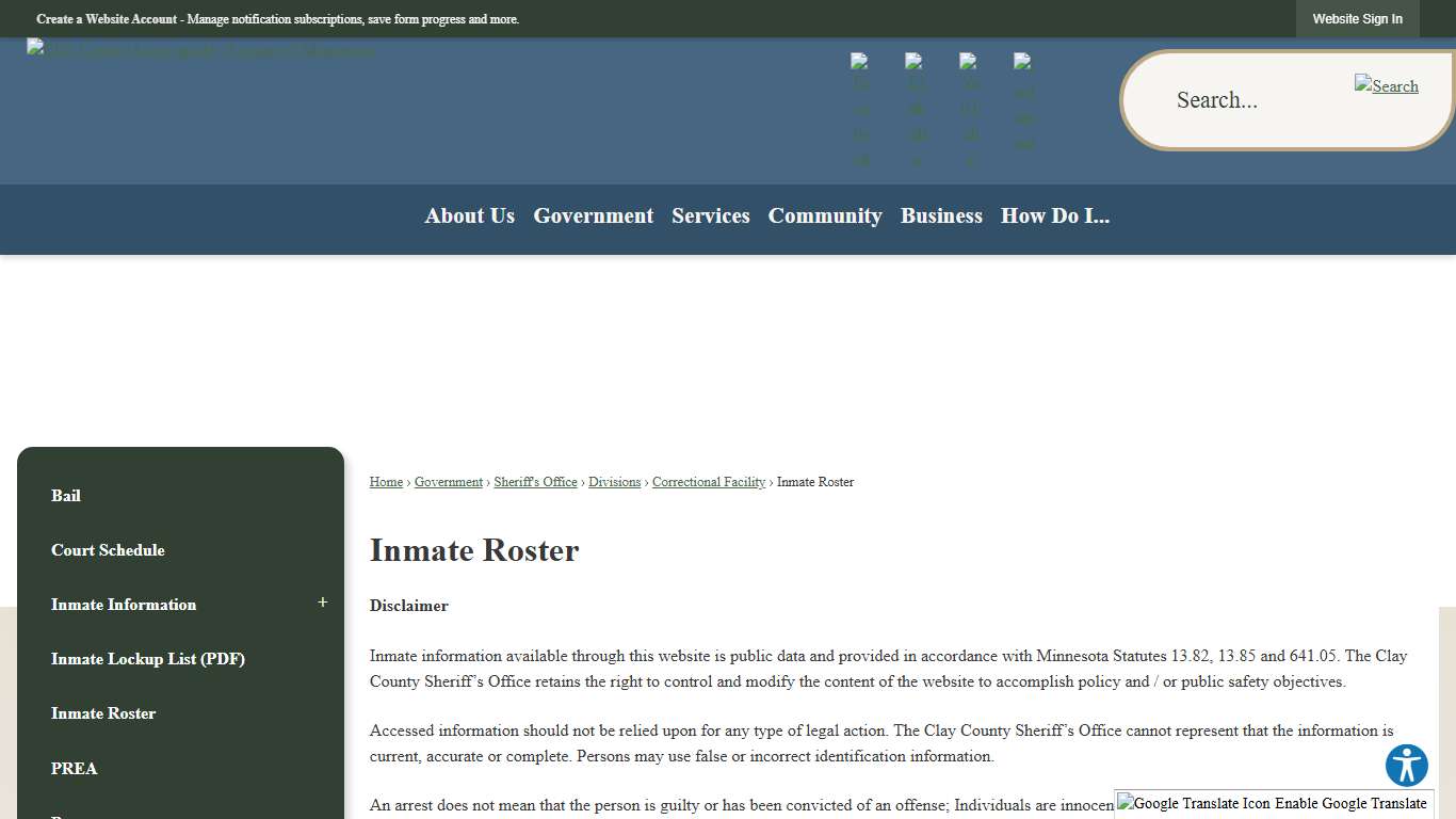 Inmate Roster Clay County, MN - Official Website